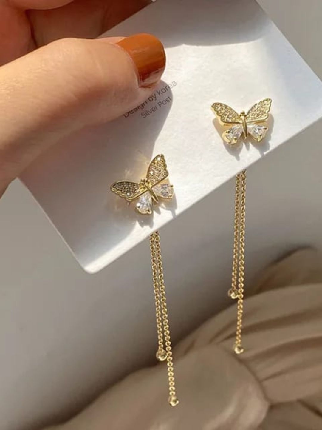 BUTTERFLY LONG CHAIN EARRINGS