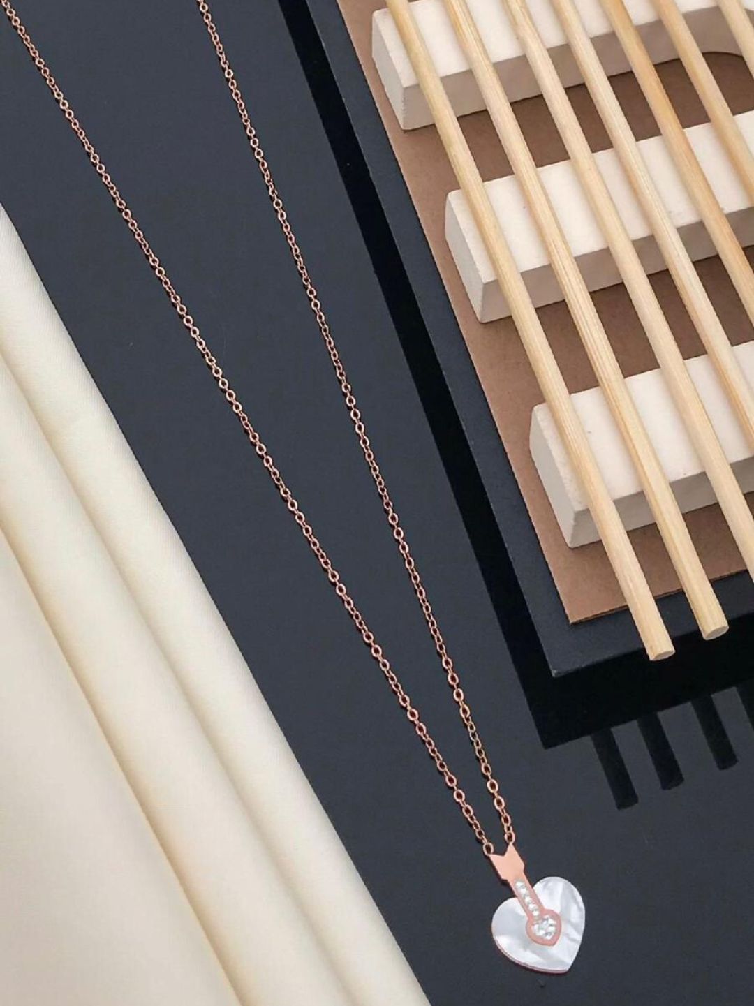Heart Shaped Rose Gold Chain Pendant