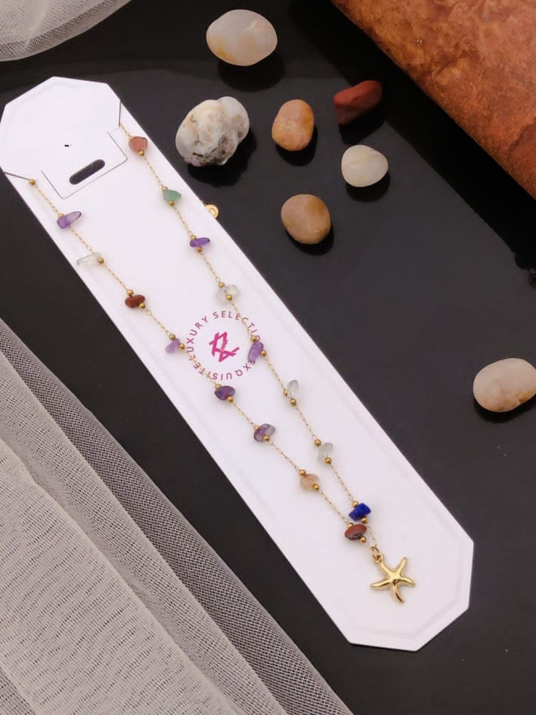 STARFISH CHARM GEMSTONE NECKLACE