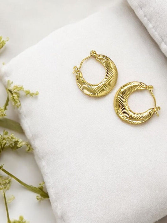 GOLDEN SPIRAL HOOP EARRINGS