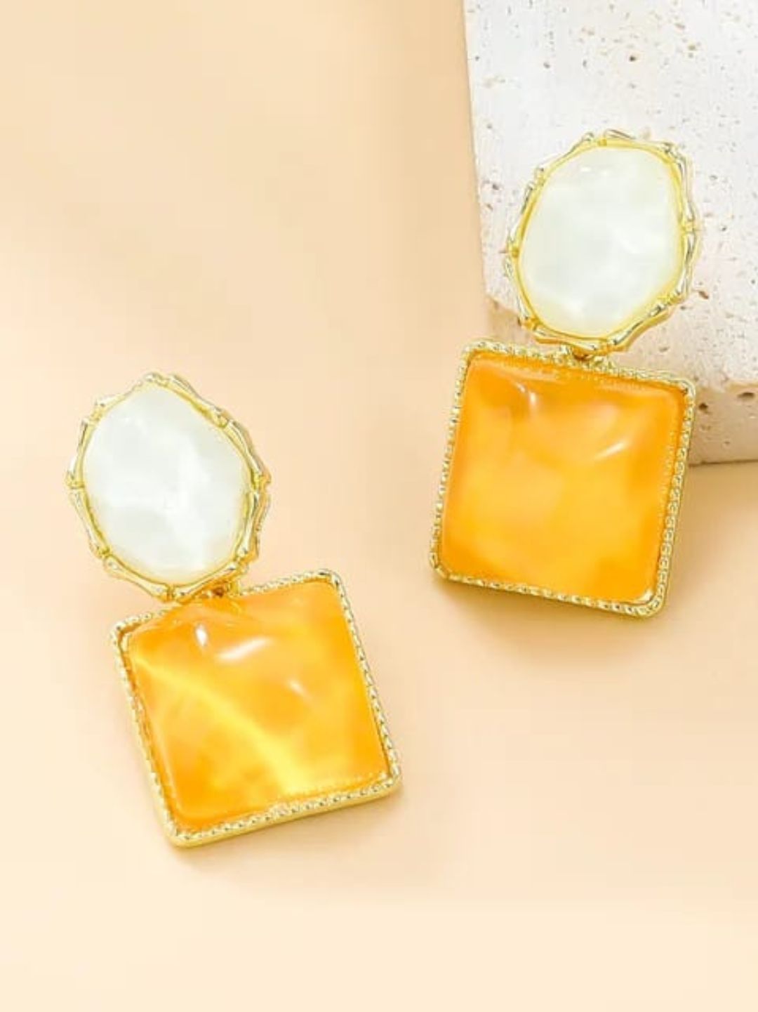 YELLOW MONALISA STATEMENT EARRINGS