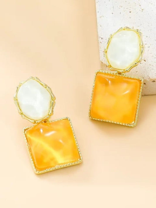 YELLOW MONALISA STATEMENT EARRINGS
