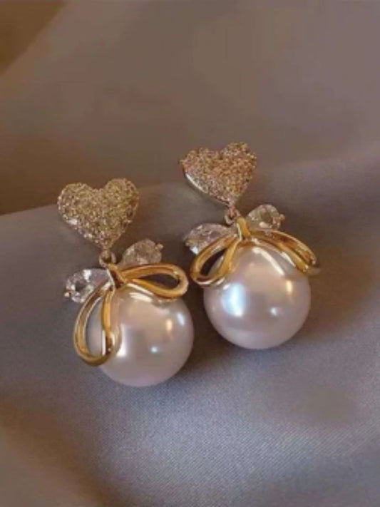 HEART PEARL DROP EARRINGS
