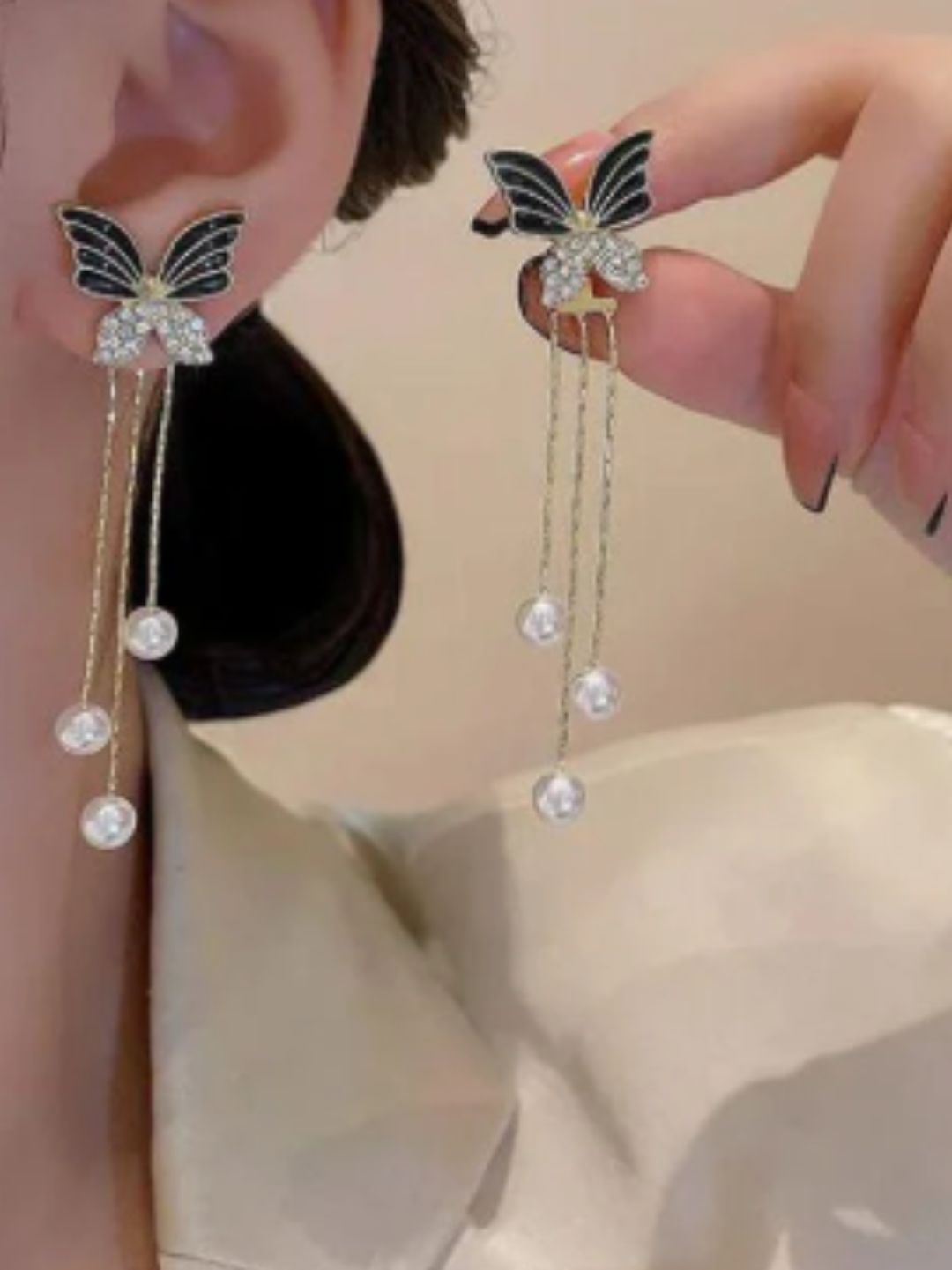 BLINGY BUTTERFLY DROP EARRINGS