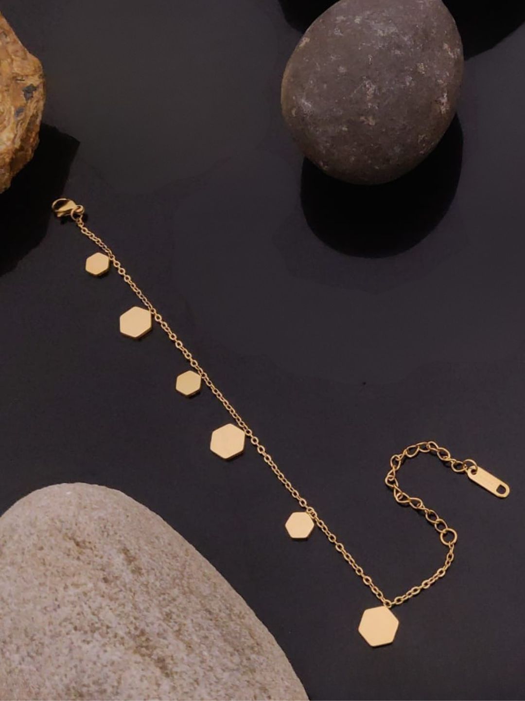 GOLD HEXA CHARM BRACELET