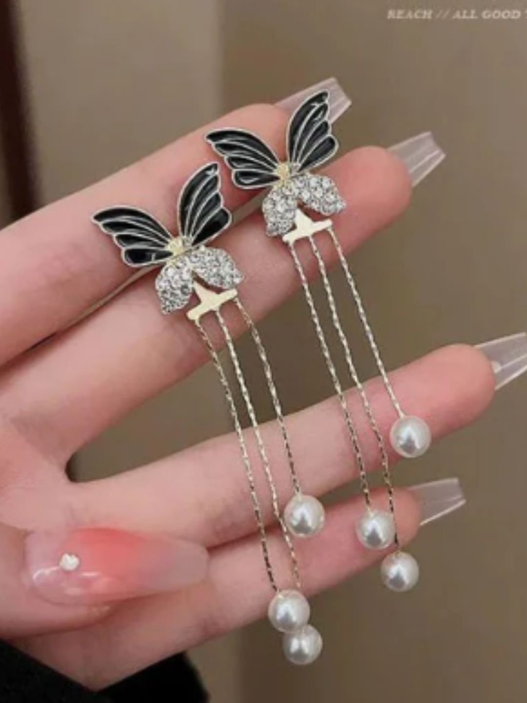 BLINGY BUTTERFLY DROP EARRINGS