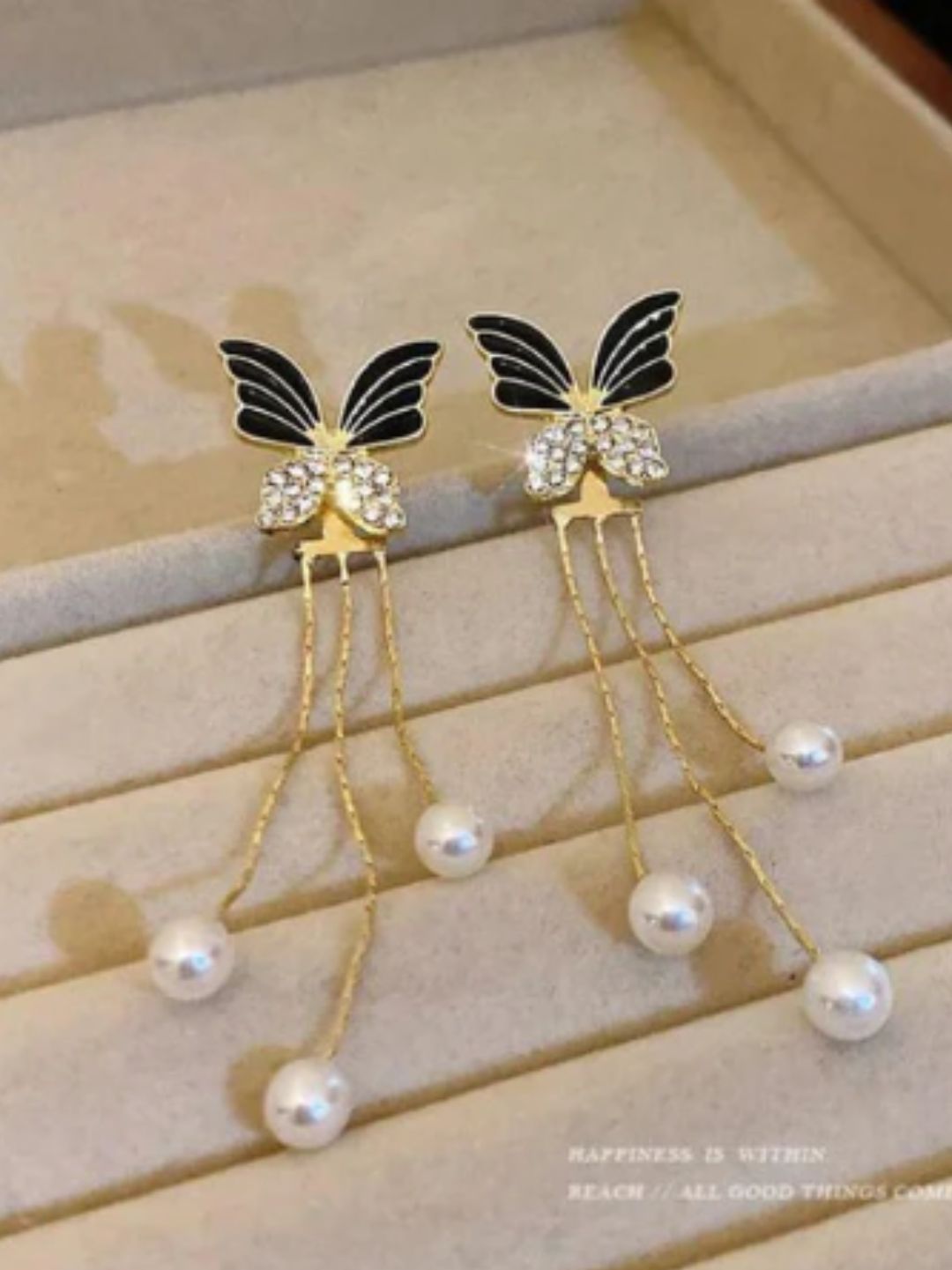 BLINGY BUTTERFLY DROP EARRINGS