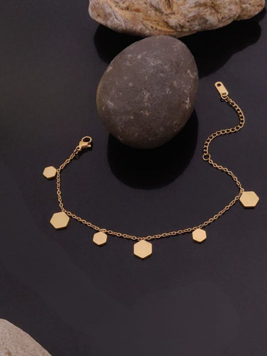 GOLD HEXA CHARM BRACELET