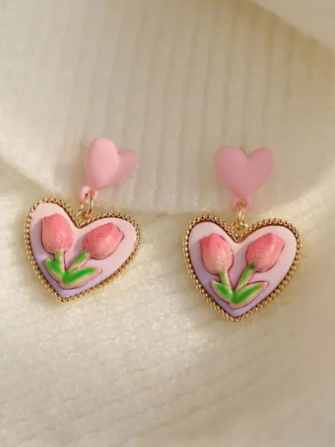 HEART ROSE EARRINGS