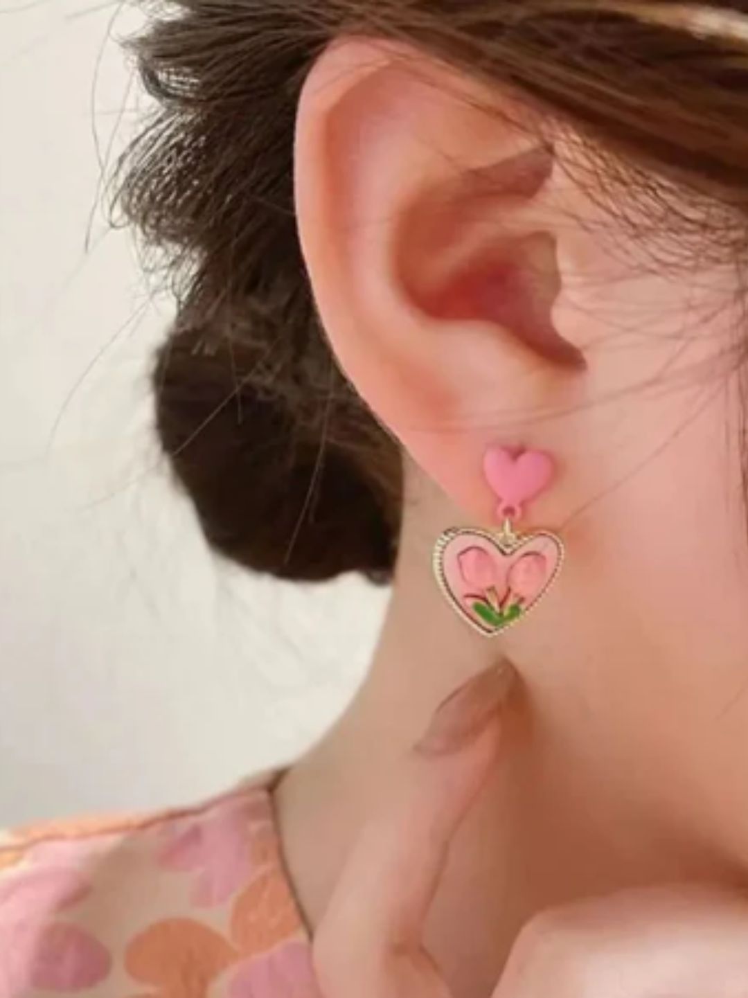HEART ROSE EARRINGS