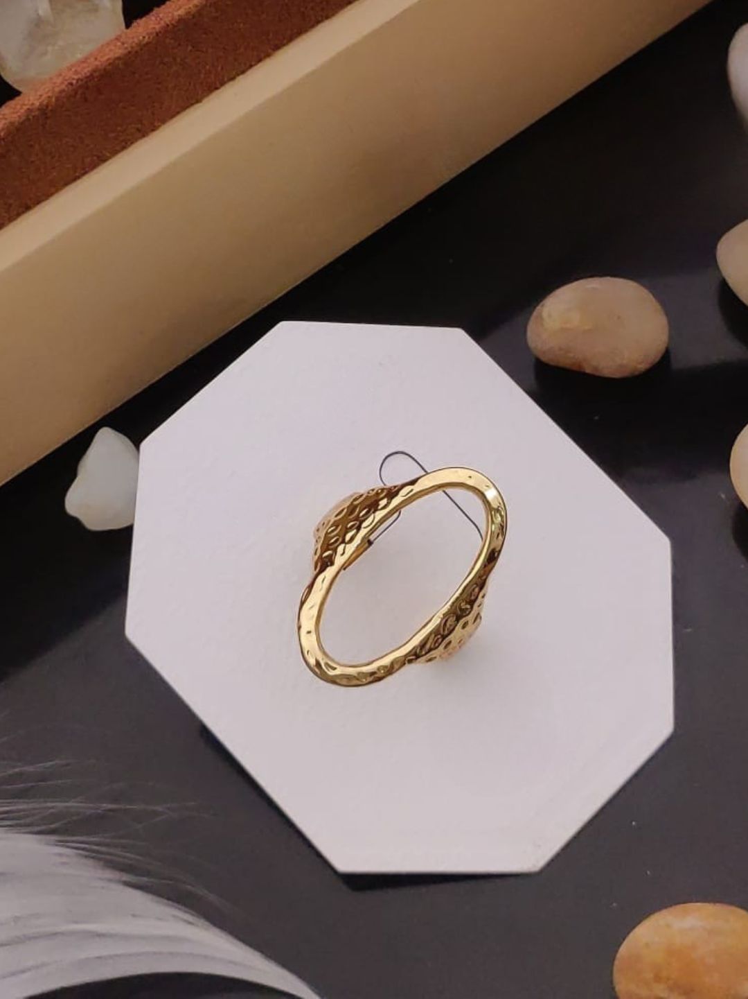 TEXTURED GOLD FINISH MINIMAL RING