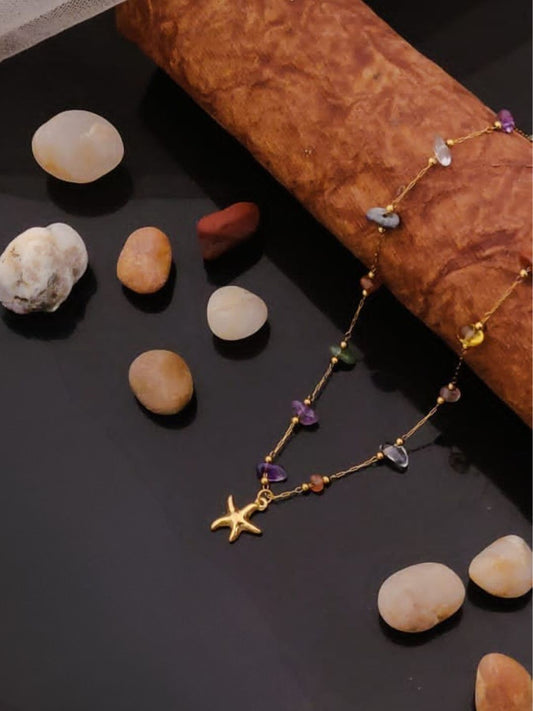 STARFISH CHARM GEMSTONE NECKLACE