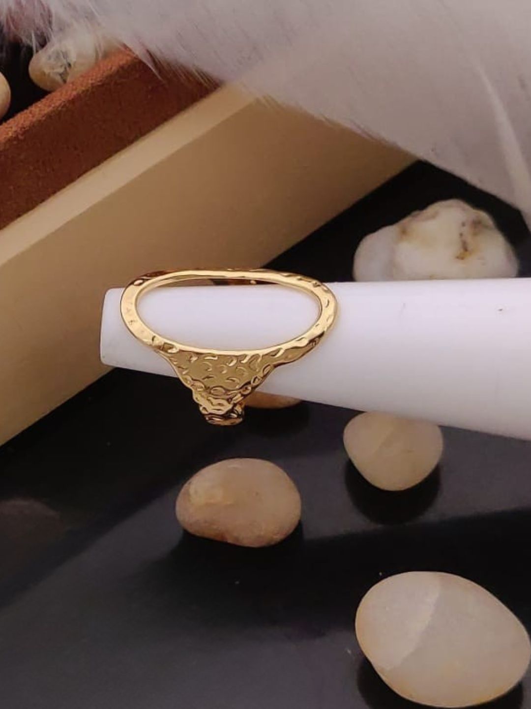 TEXTURED GOLD FINISH MINIMAL RING