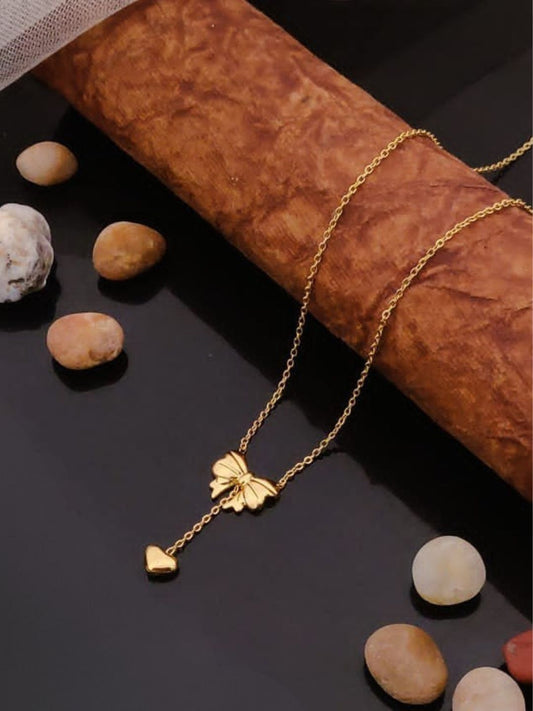 BOW HEART DROP NECKLACE