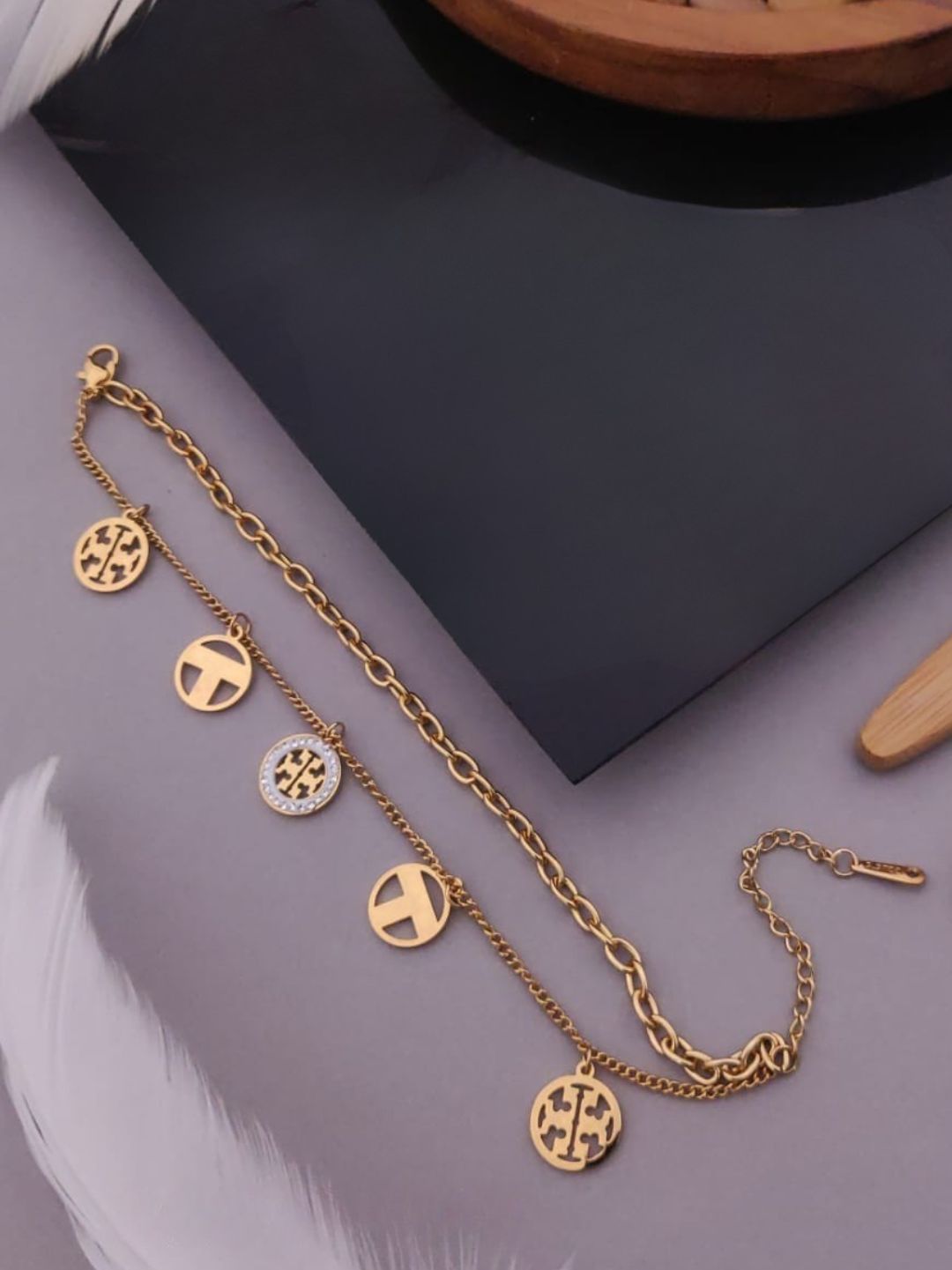 DUAL CHAIN CHARM BRACELET