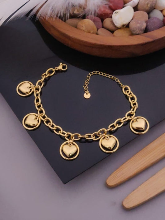 GOLD HEART CHARM BRACELET