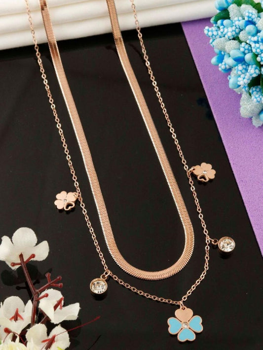 Flower Shape Rose Gold Chain Pendant