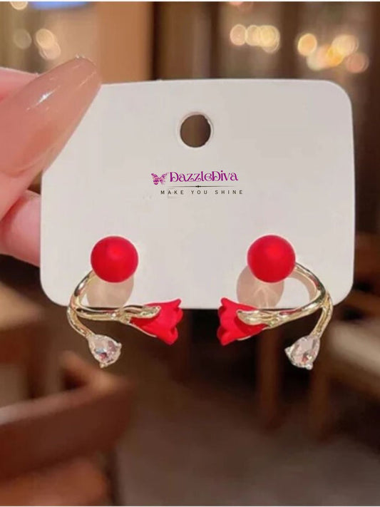 RED ROSE EARRING