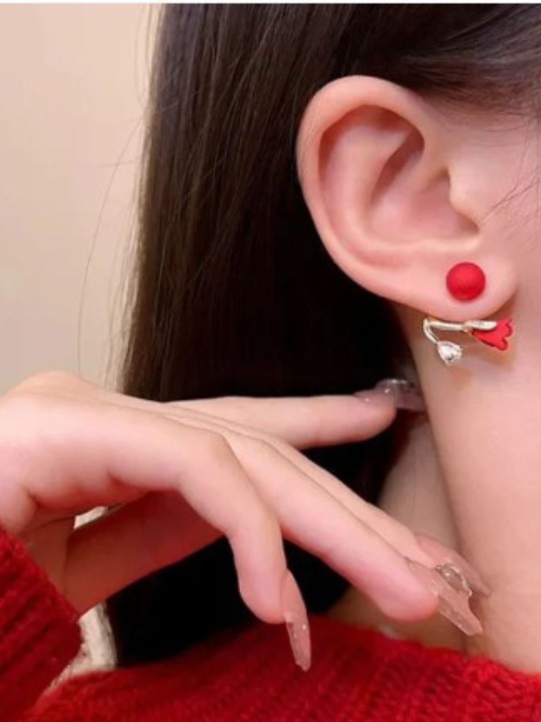 RED ROSE EARRING